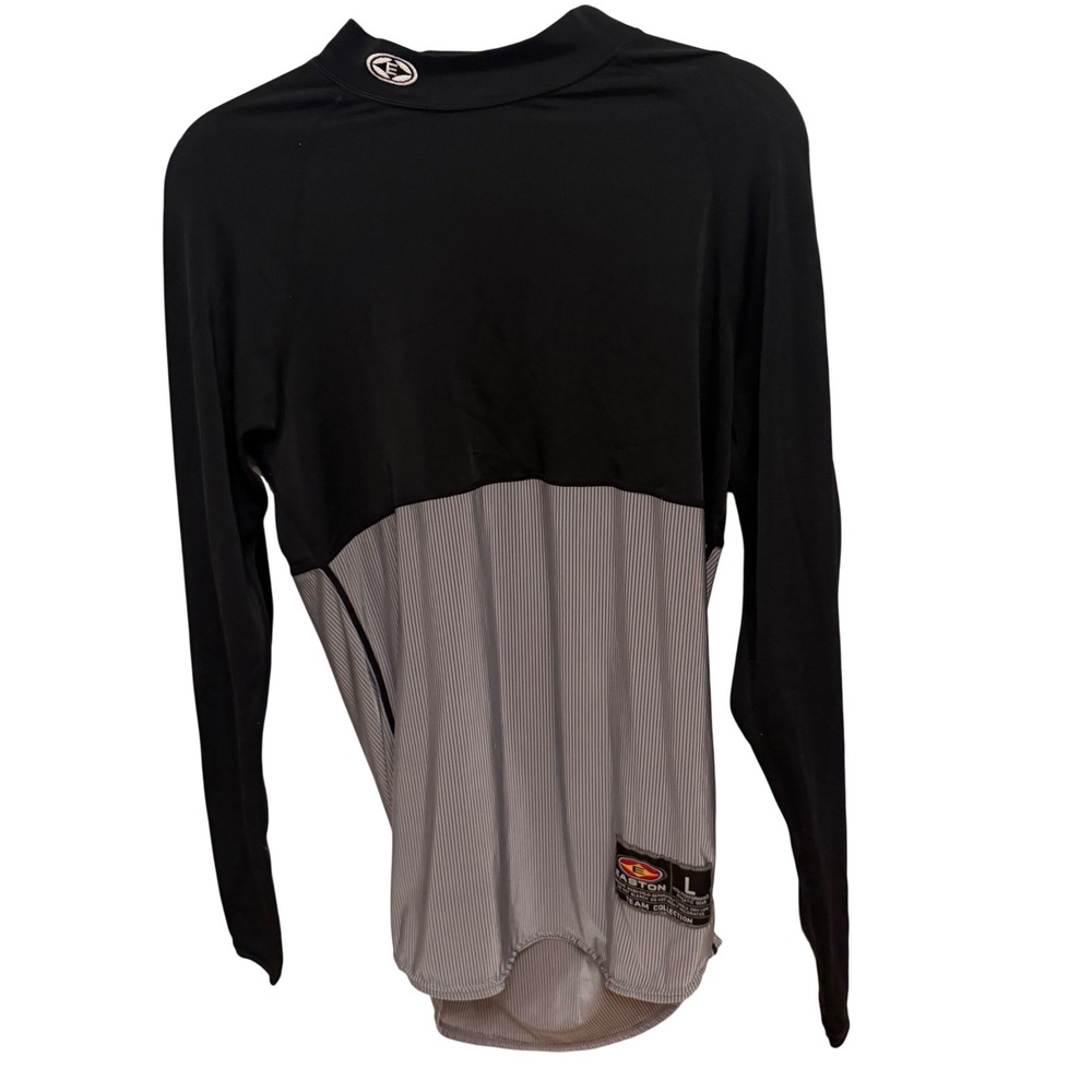 EASTON Men's‎ Large L Black Gray Striped Athletic Gear Long Sleeve Shirt